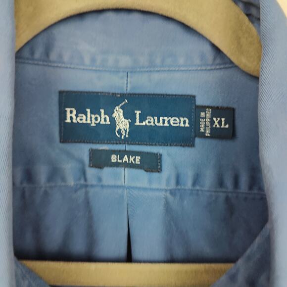 Vintage Ralph Lauren Blake Shirt Mens XL Blue Button Up‎ Cotton Green Pony - Picture 6 of 7